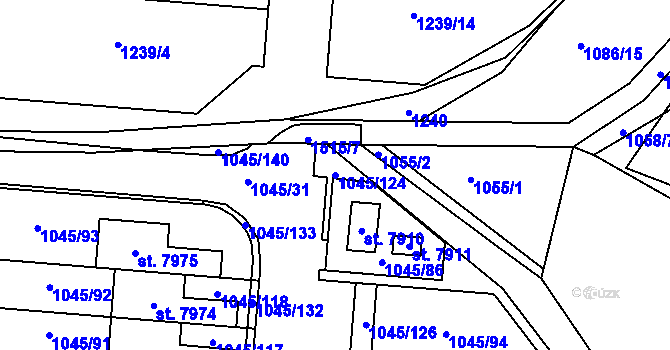 Parcela st. 1045/124 v KÚ Třebíč, Katastrální mapa