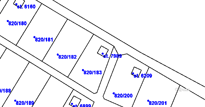 Parcela st. 7989 v KÚ Třebíč, Katastrální mapa