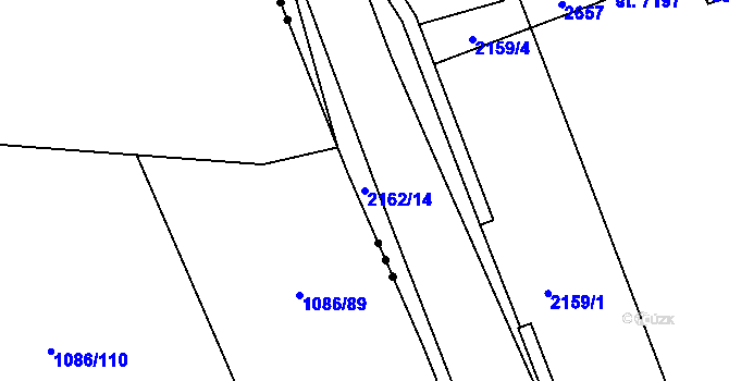 Parcela st. 2162/14 v KÚ Třebíč, Katastrální mapa