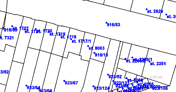 Parcela st. 8003 v KÚ Třebíč, Katastrální mapa