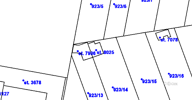 Parcela st. 8025 v KÚ Třebíč, Katastrální mapa