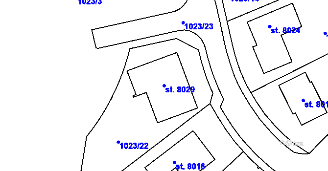 Parcela st. 8029 v KÚ Třebíč, Katastrální mapa