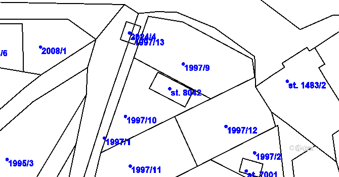 Parcela st. 8042 v KÚ Třebíč, Katastrální mapa