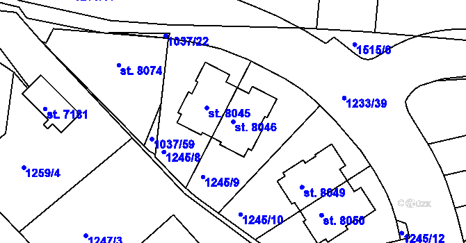 Parcela st. 8046 v KÚ Třebíč, Katastrální mapa