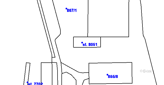 Parcela st. 8051 v KÚ Třebíč, Katastrální mapa