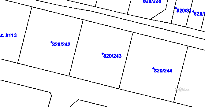 Parcela st. 820/243 v KÚ Třebíč, Katastrální mapa