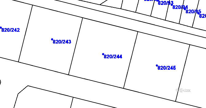 Parcela st. 820/244 v KÚ Třebíč, Katastrální mapa