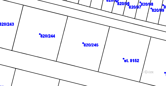 Parcela st. 820/245 v KÚ Třebíč, Katastrální mapa