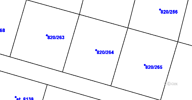 Parcela st. 820/264 v KÚ Třebíč, Katastrální mapa