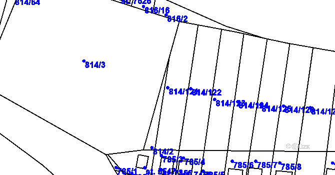 Parcela st. 814/121 v KÚ Třebíč, Katastrální mapa
