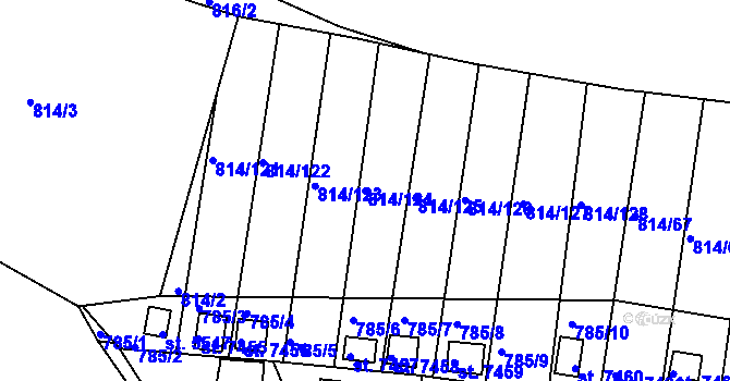 Parcela st. 814/124 v KÚ Třebíč, Katastrální mapa