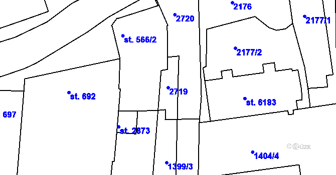 Parcela st. 2719 v KÚ Třebíč, Katastrální mapa