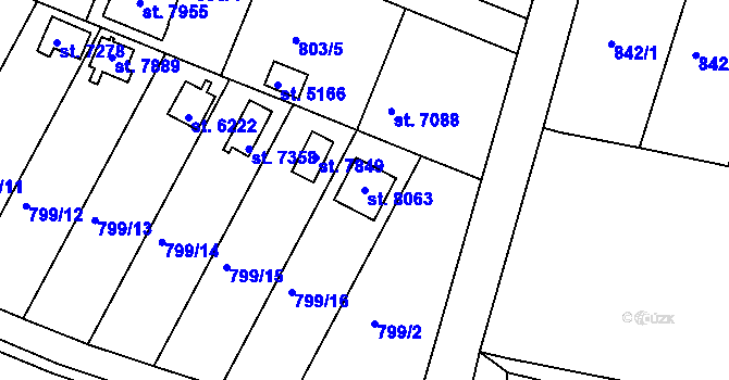 Parcela st. 8063 v KÚ Třebíč, Katastrální mapa