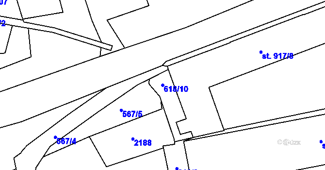 Parcela st. 618/10 v KÚ Třebíč, Katastrální mapa