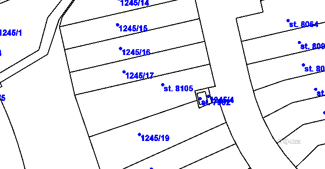 Parcela st. 8105 v KÚ Třebíč, Katastrální mapa