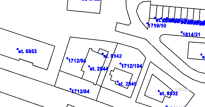 Parcela st. 8142 v KÚ Třebíč, Katastrální mapa