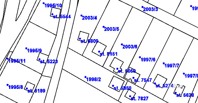 Parcela st. 8151 v KÚ Třebíč, Katastrální mapa