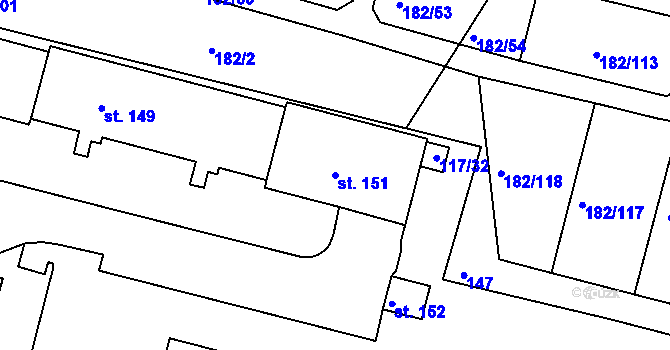 Parcela st. 151 v KÚ Řípov, Katastrální mapa
