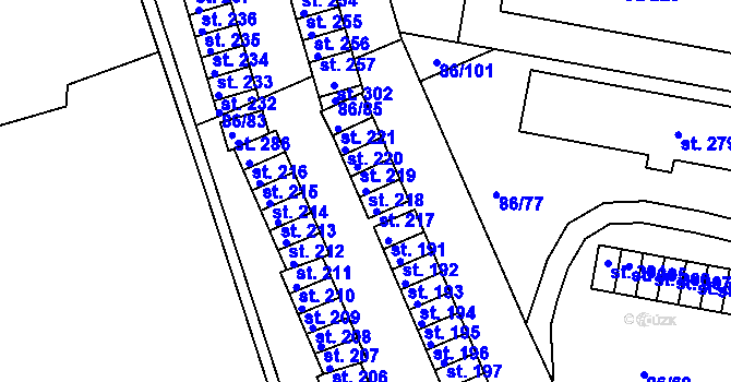 Parcela st. 218 v KÚ Řípov, Katastrální mapa