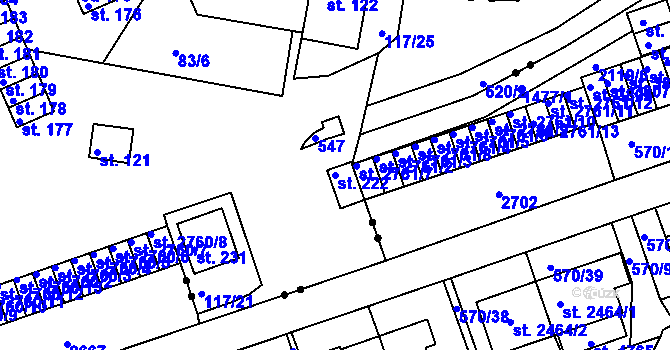 Parcela st. 222 v KÚ Řípov, Katastrální mapa