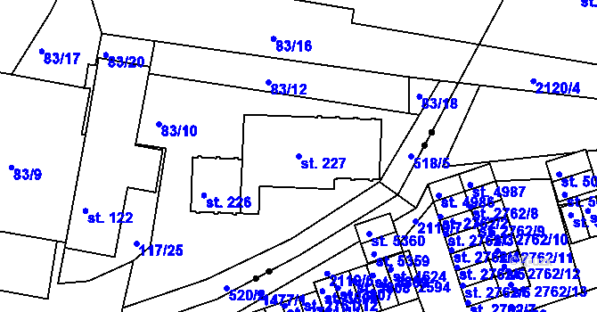 Parcela st. 227 v KÚ Řípov, Katastrální mapa