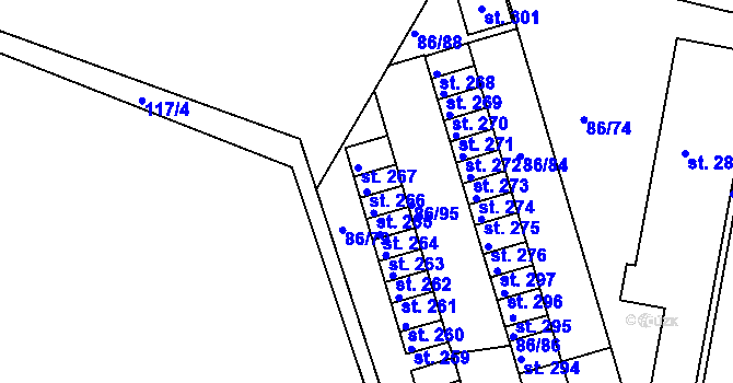 Parcela st. 266 v KÚ Řípov, Katastrální mapa