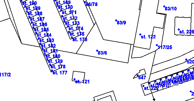 Parcela st. 83/6 v KÚ Řípov, Katastrální mapa