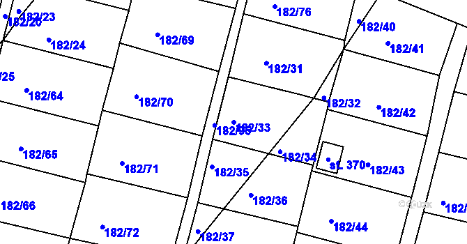 Parcela st. 182/33 v KÚ Řípov, Katastrální mapa