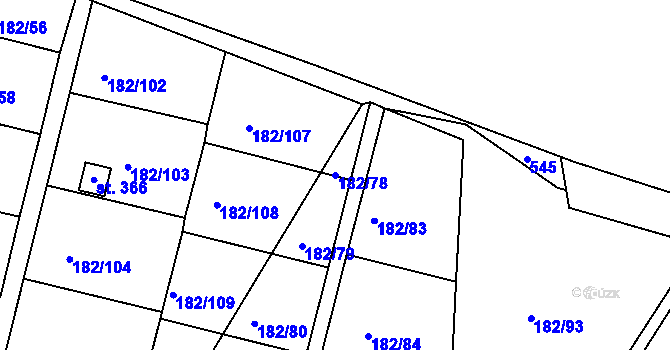 Parcela st. 182/78 v KÚ Řípov, Katastrální mapa