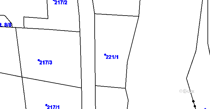 Parcela st. 221/1 v KÚ Řípov, Katastrální mapa