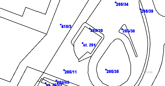 Parcela st. 291 v KÚ Řípov, Katastrální mapa