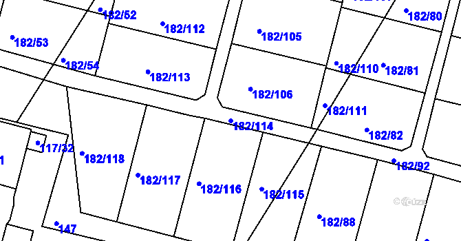Parcela st. 182/114 v KÚ Řípov, Katastrální mapa