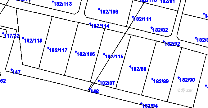 Parcela st. 182/115 v KÚ Řípov, Katastrální mapa