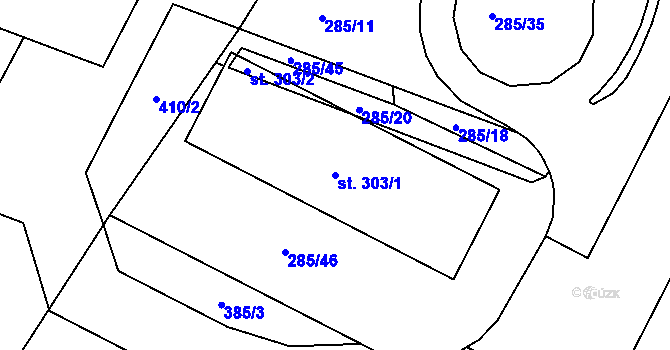Parcela st. 303/1 v KÚ Řípov, Katastrální mapa
