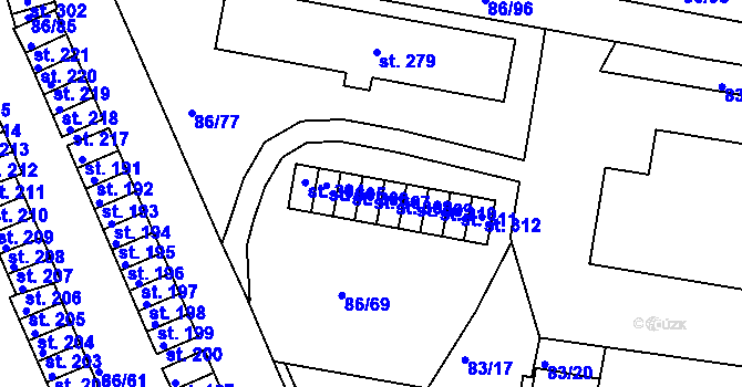 Parcela st. 307 v KÚ Řípov, Katastrální mapa