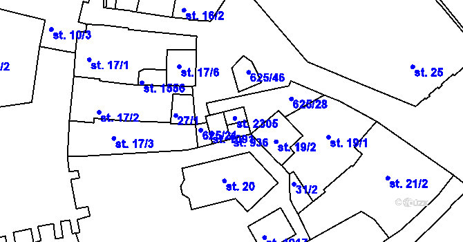 Parcela st. 18 v KÚ Podklášteří, Katastrální mapa