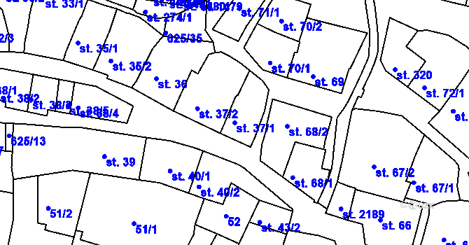 Parcela st. 37/1 v KÚ Podklášteří, Katastrální mapa