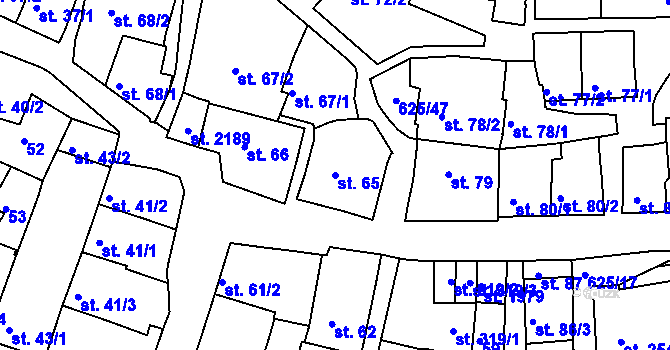 Parcela st. 65 v KÚ Podklášteří, Katastrální mapa