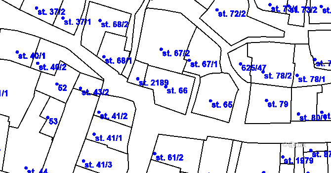 Parcela st. 66 v KÚ Podklášteří, Katastrální mapa