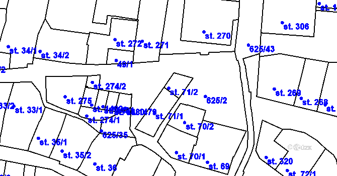 Parcela st. 71/2 v KÚ Podklášteří, Katastrální mapa