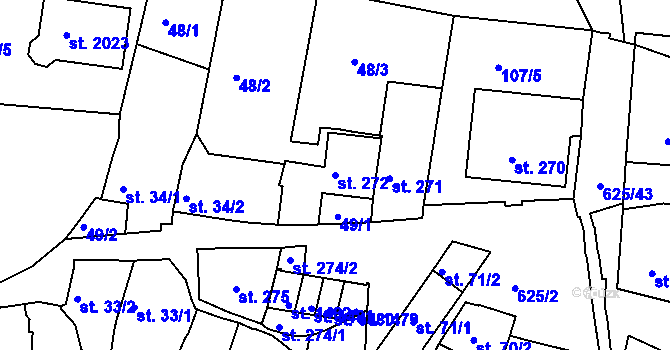 Parcela st. 272 v KÚ Podklášteří, Katastrální mapa