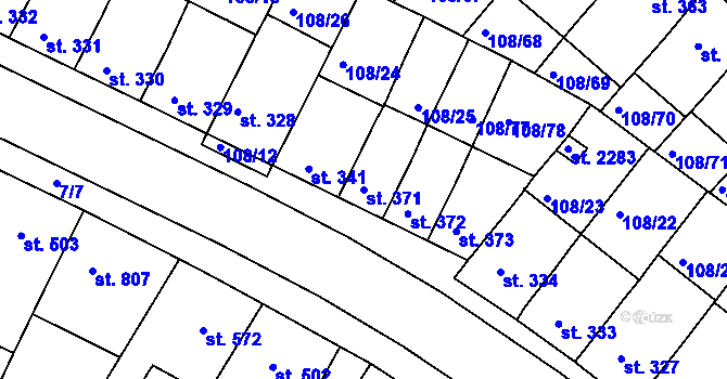 Parcela st. 371 v KÚ Podklášteří, Katastrální mapa