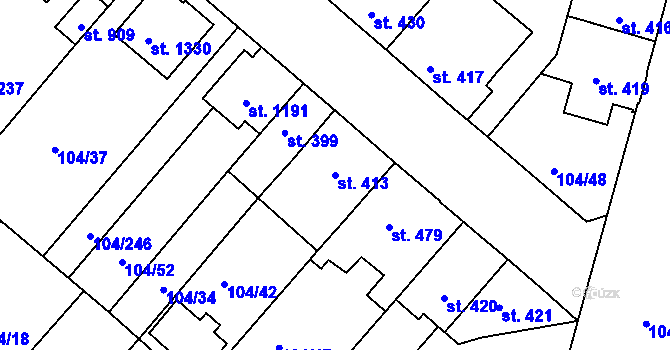 Parcela st. 413 v KÚ Podklášteří, Katastrální mapa