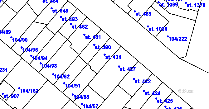 Parcela st. 431 v KÚ Podklášteří, Katastrální mapa