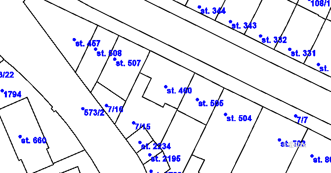 Parcela st. 460 v KÚ Podklášteří, Katastrální mapa