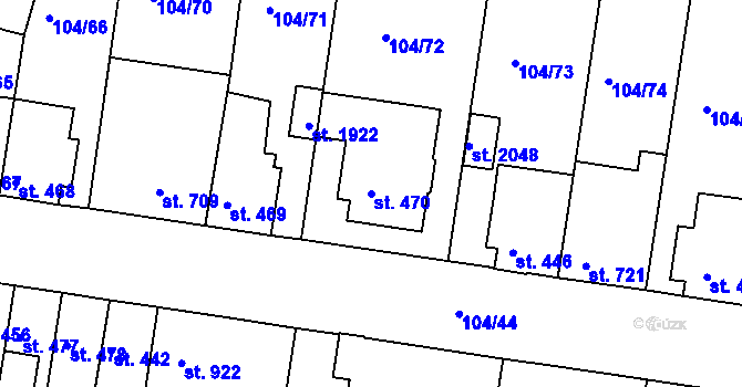 Parcela st. 470 v KÚ Podklášteří, Katastrální mapa