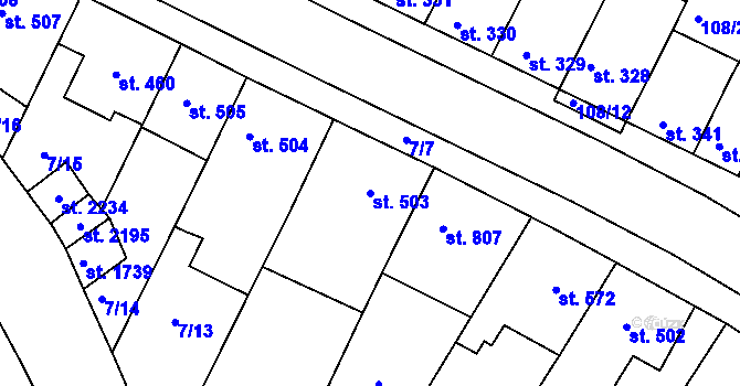 Parcela st. 503 v KÚ Podklášteří, Katastrální mapa