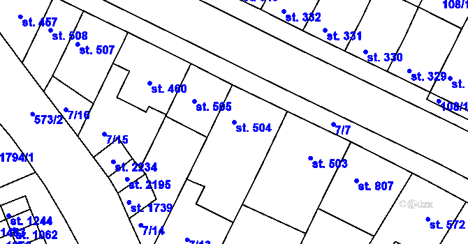 Parcela st. 504 v KÚ Podklášteří, Katastrální mapa