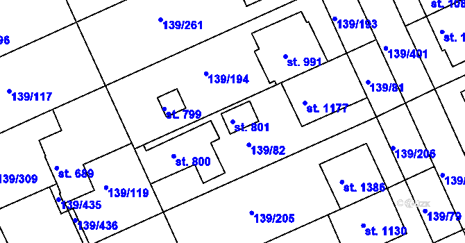 Parcela st. 801 v KÚ Podklášteří, Katastrální mapa