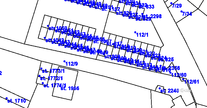 Parcela st. 808 v KÚ Podklášteří, Katastrální mapa